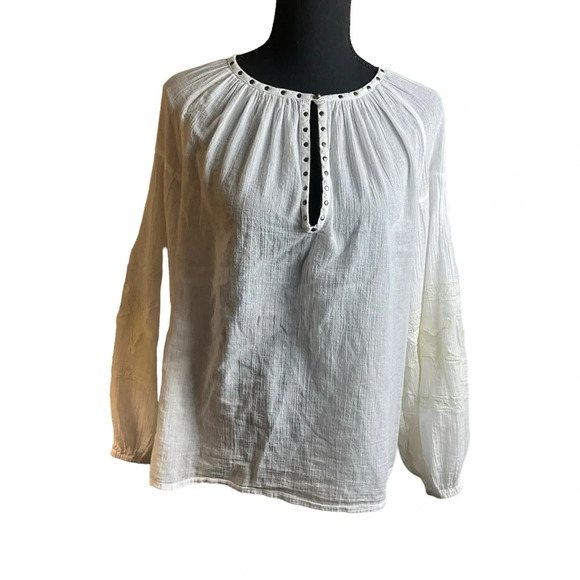 SCOTCH & SODA Embroidered Cotton Peasant Blouse size 1/2 comparable to a medium - Picture 1 of 11